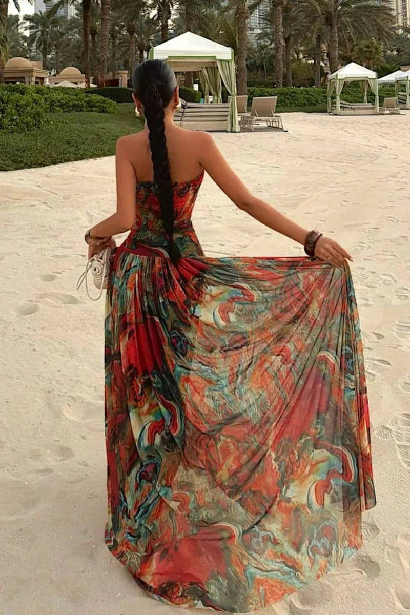 Strapless Maxi Vacation Summer Dress