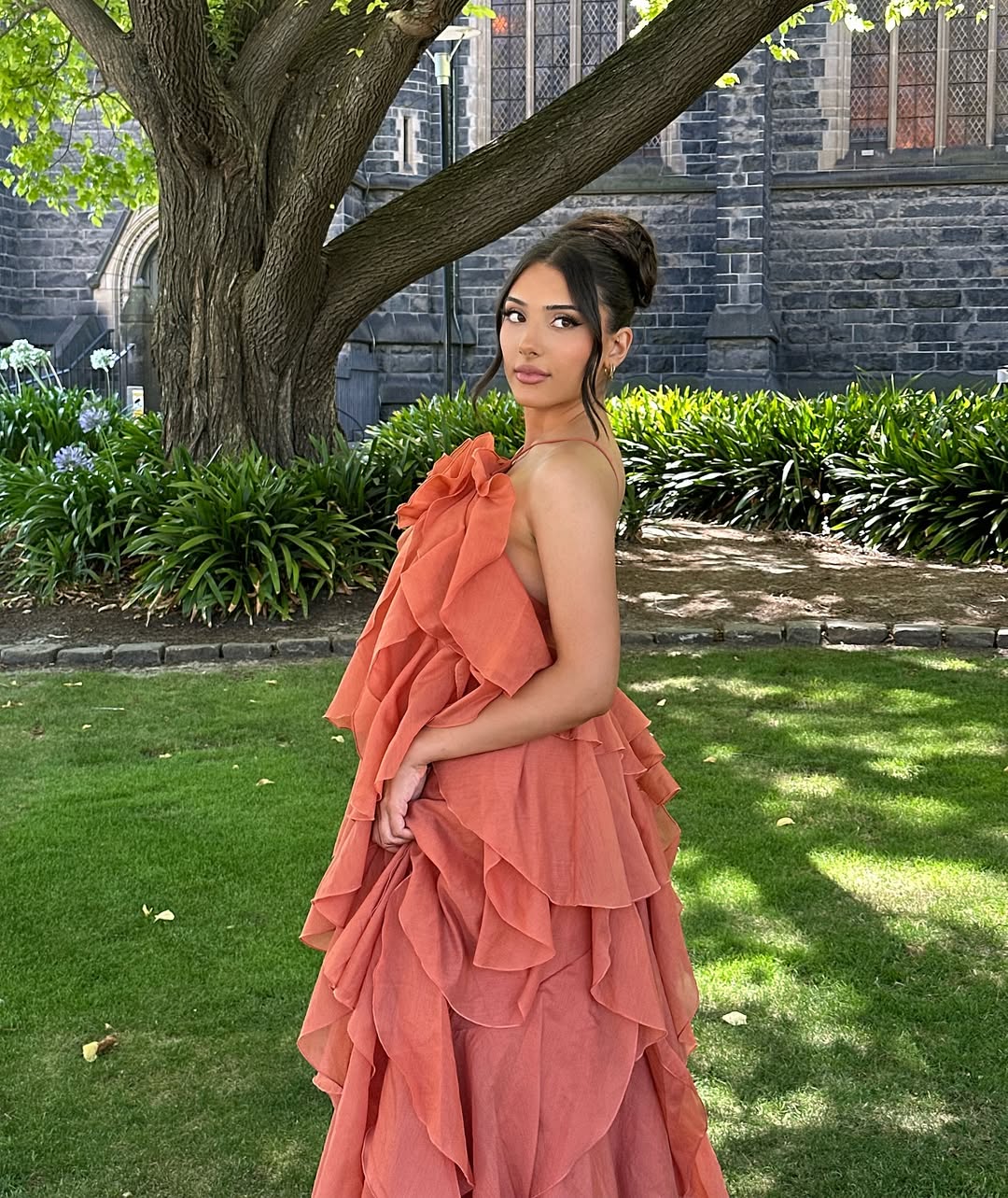 Sleeveless Layered Ruffle Maxi Prom Dress