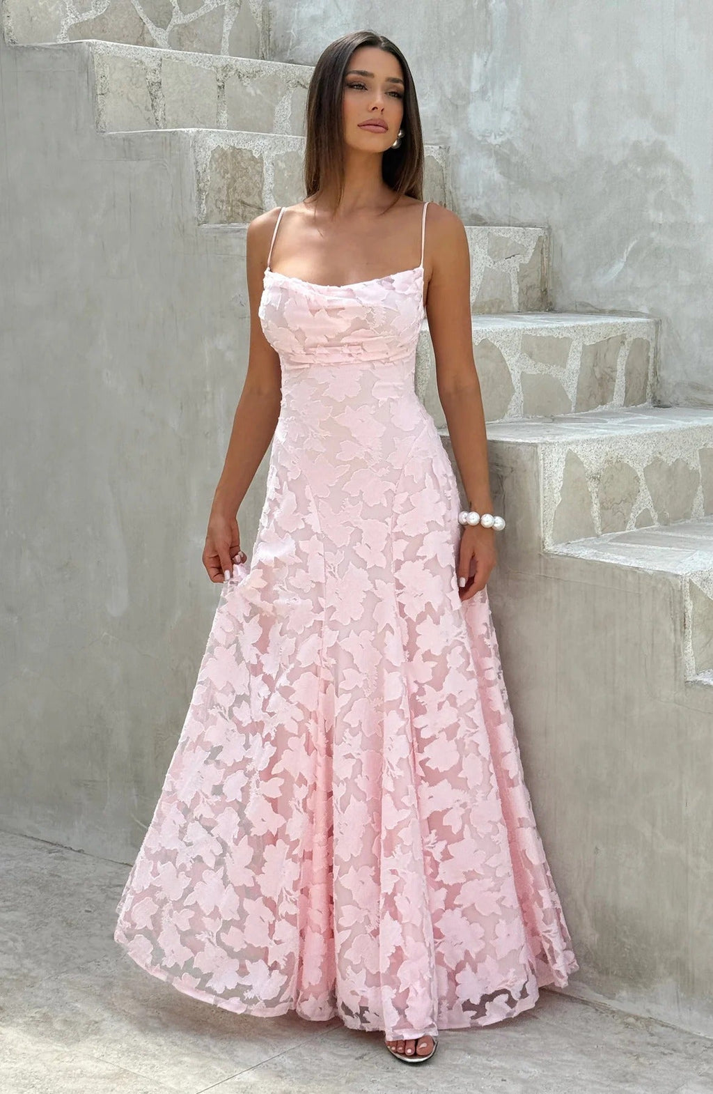 Floral Sleeveless Maxi Wedding Guest Dress