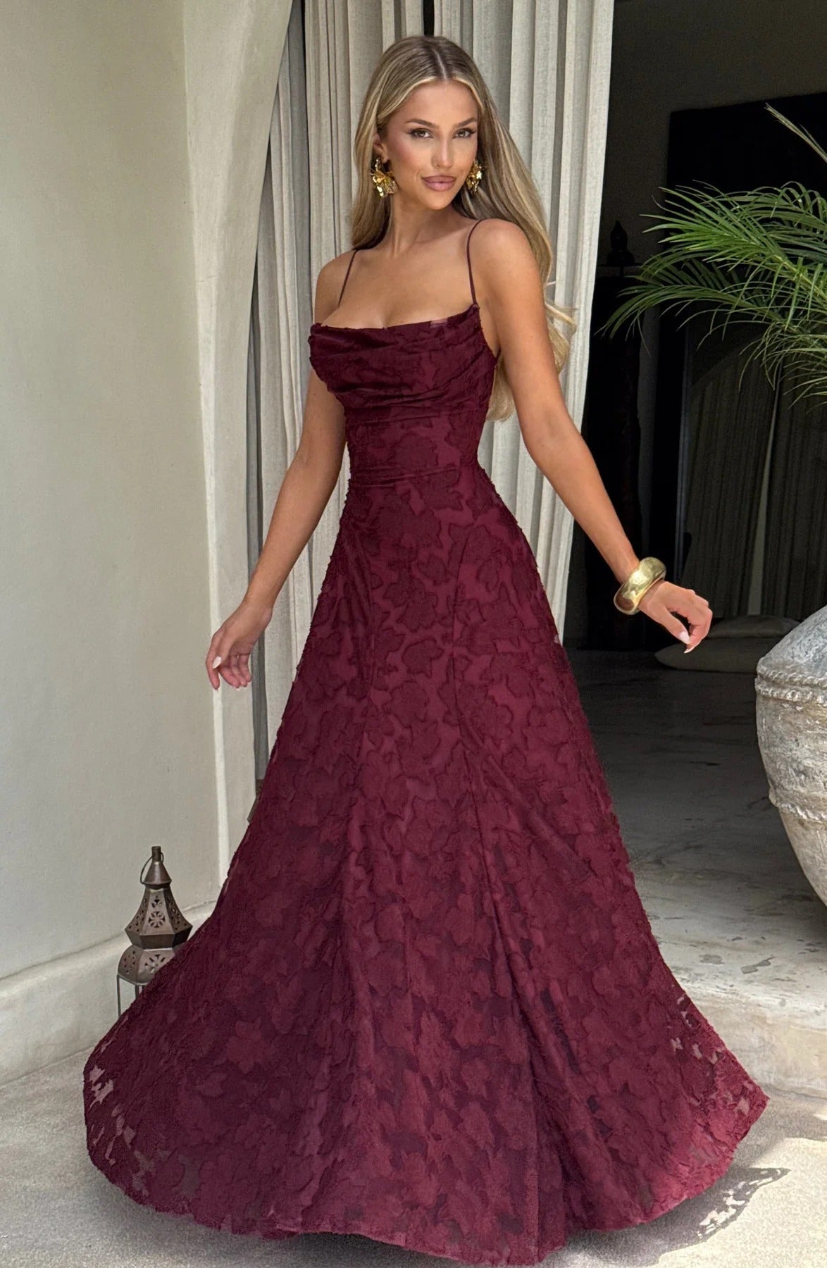 Floral Sleeveless Maxi Wedding Guest Dress