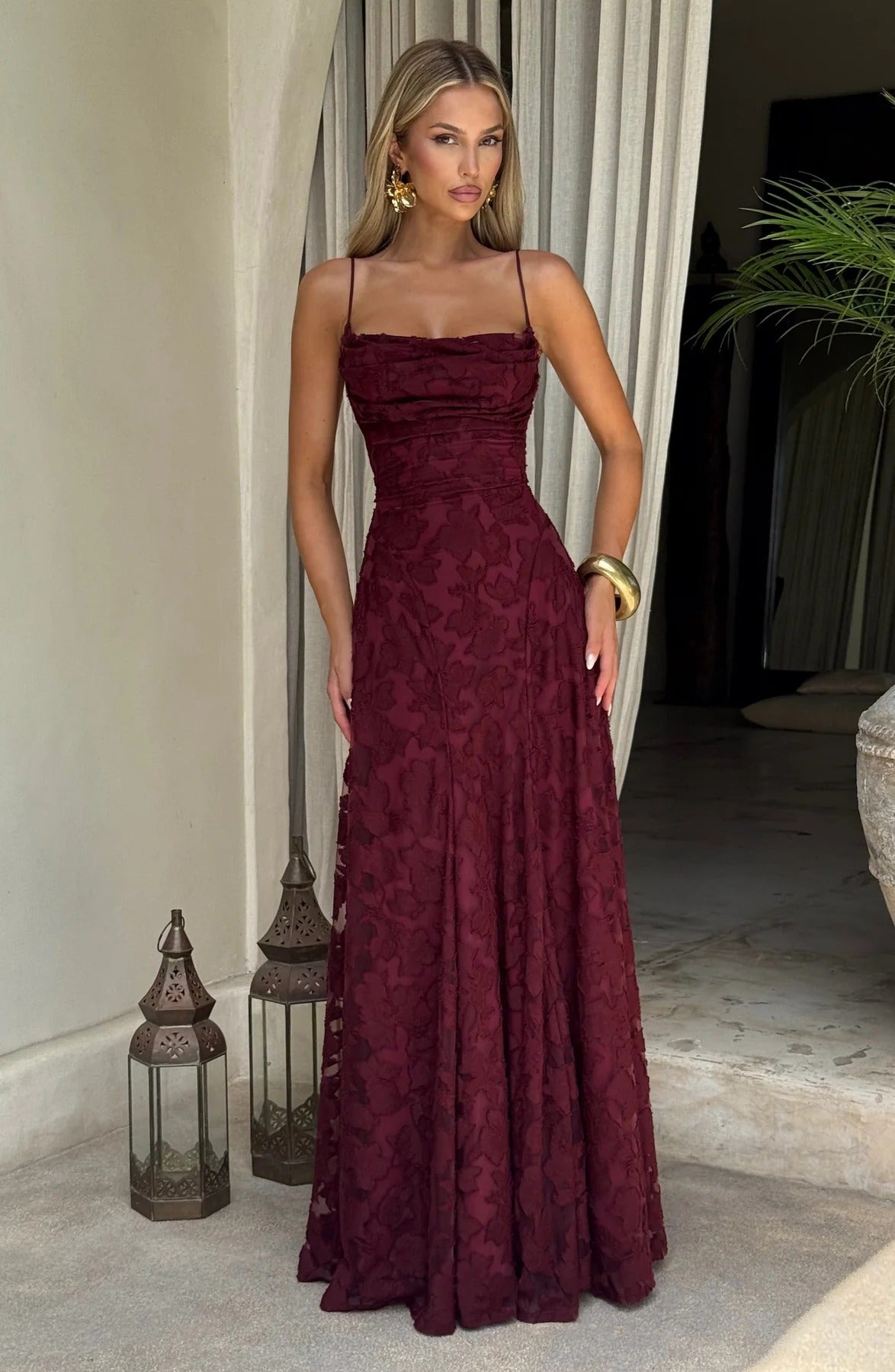 Floral Sleeveless Maxi Wedding Guest Dress