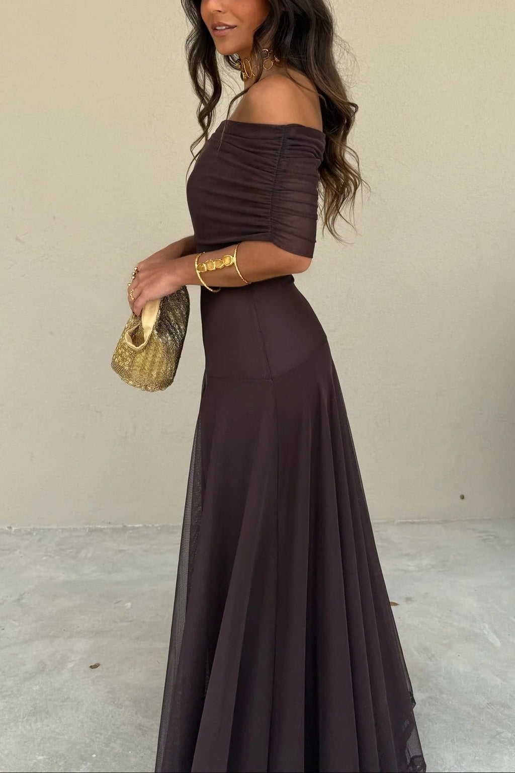 One-Shoulder Mesh Maxi Summer Dress