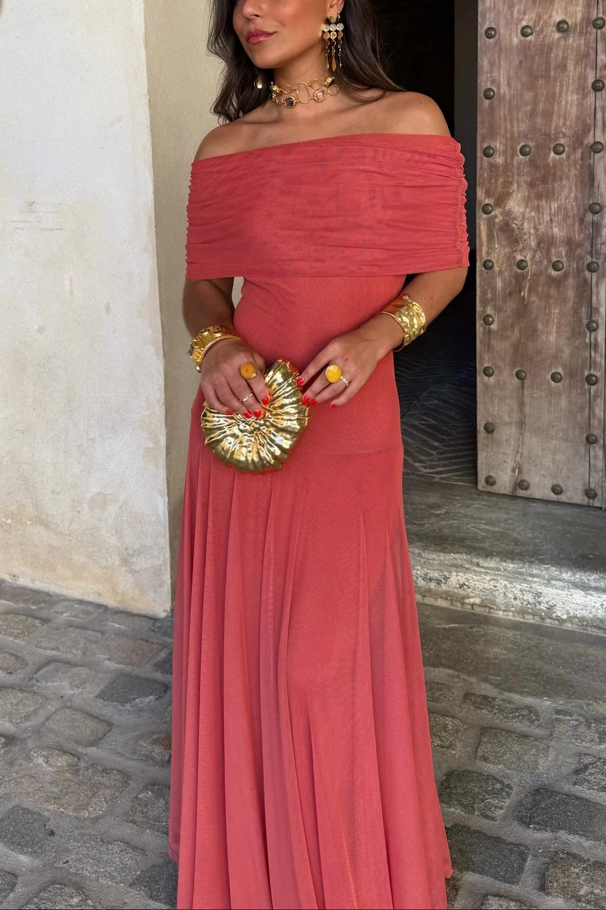 One-Shoulder Mesh Maxi Summer Dress