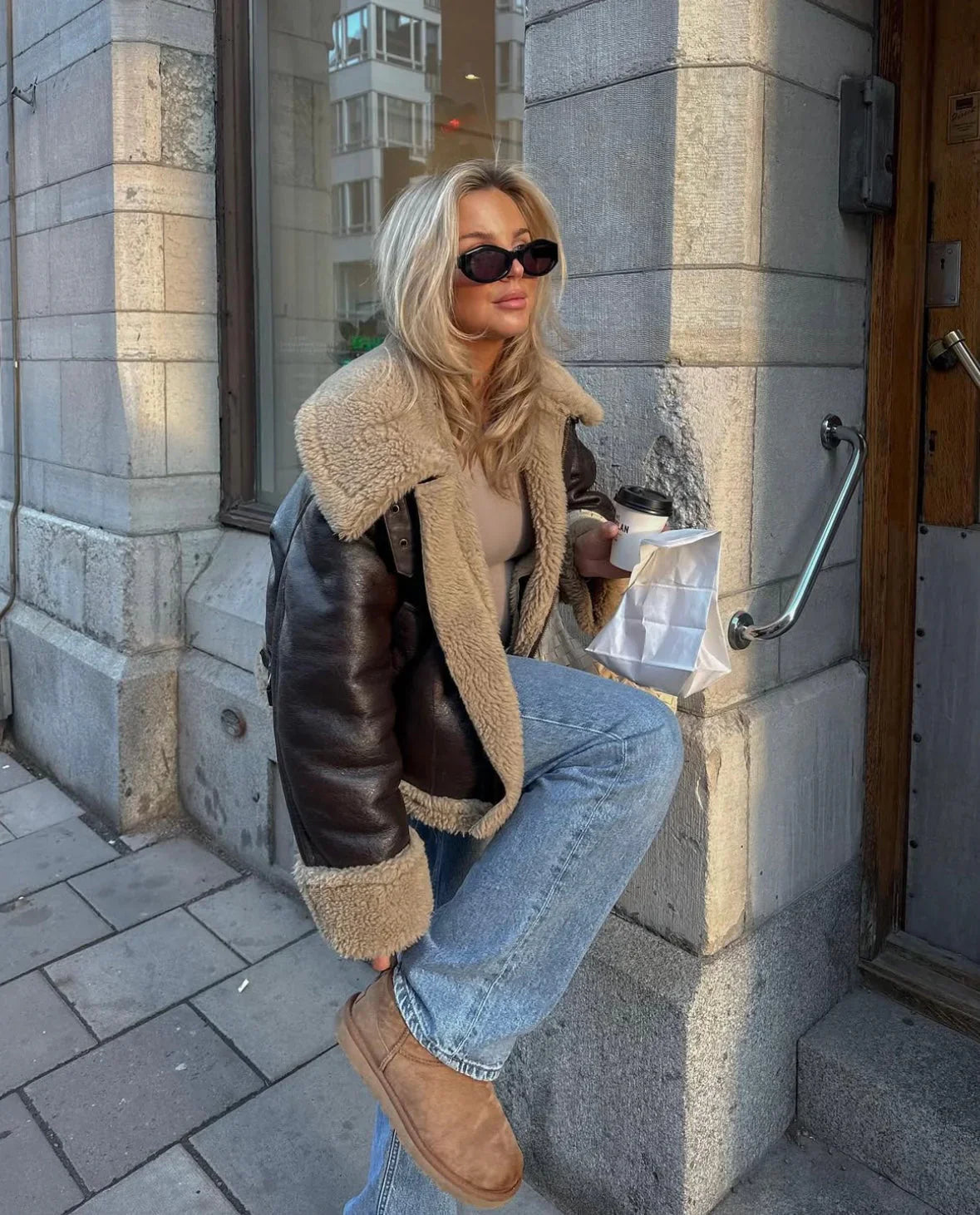 Aviator Faux Leather Jacket