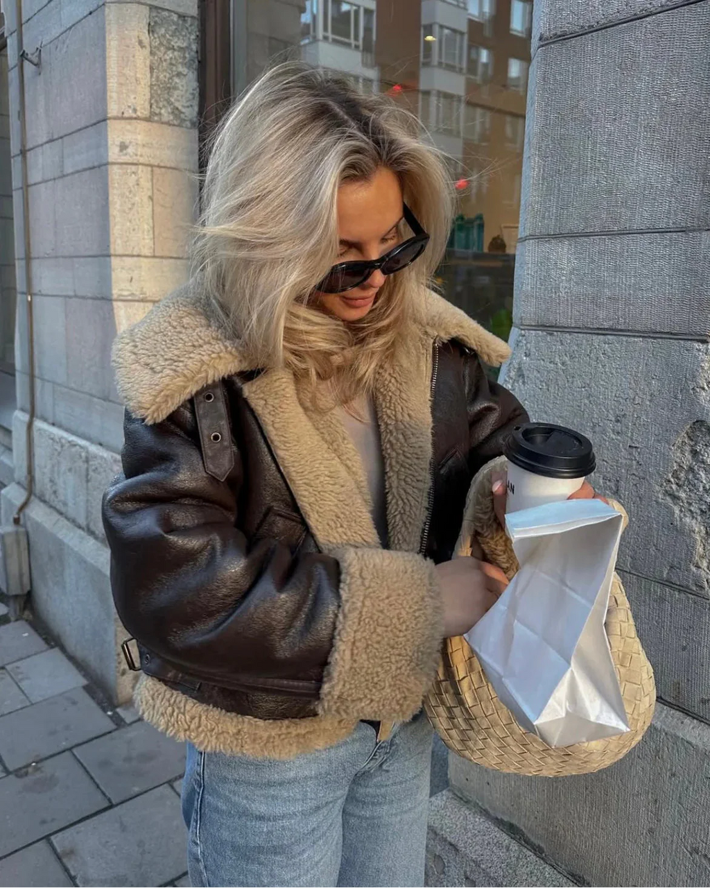 Aviator Faux Leather Jacket