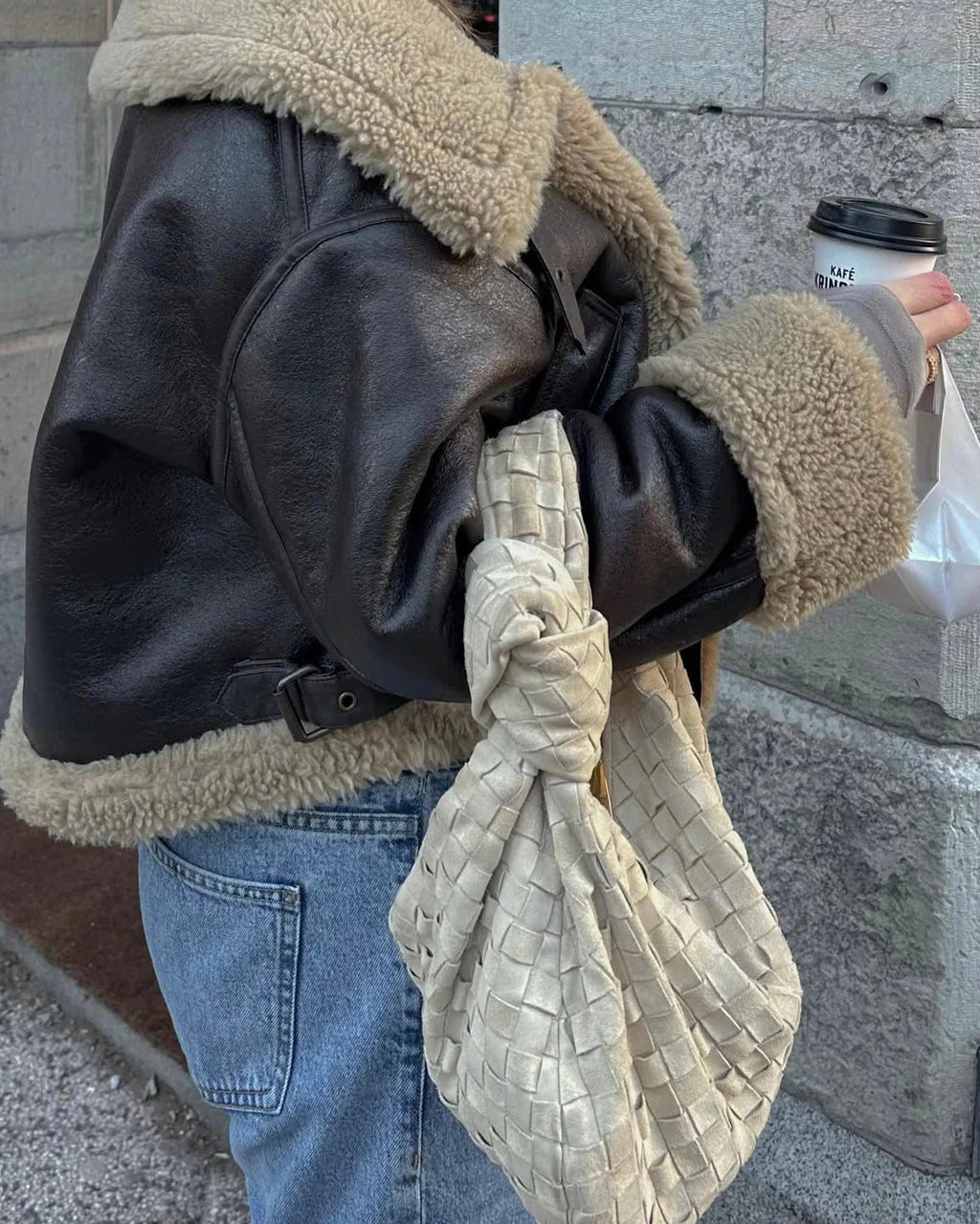Aviator Faux Leather Jacket