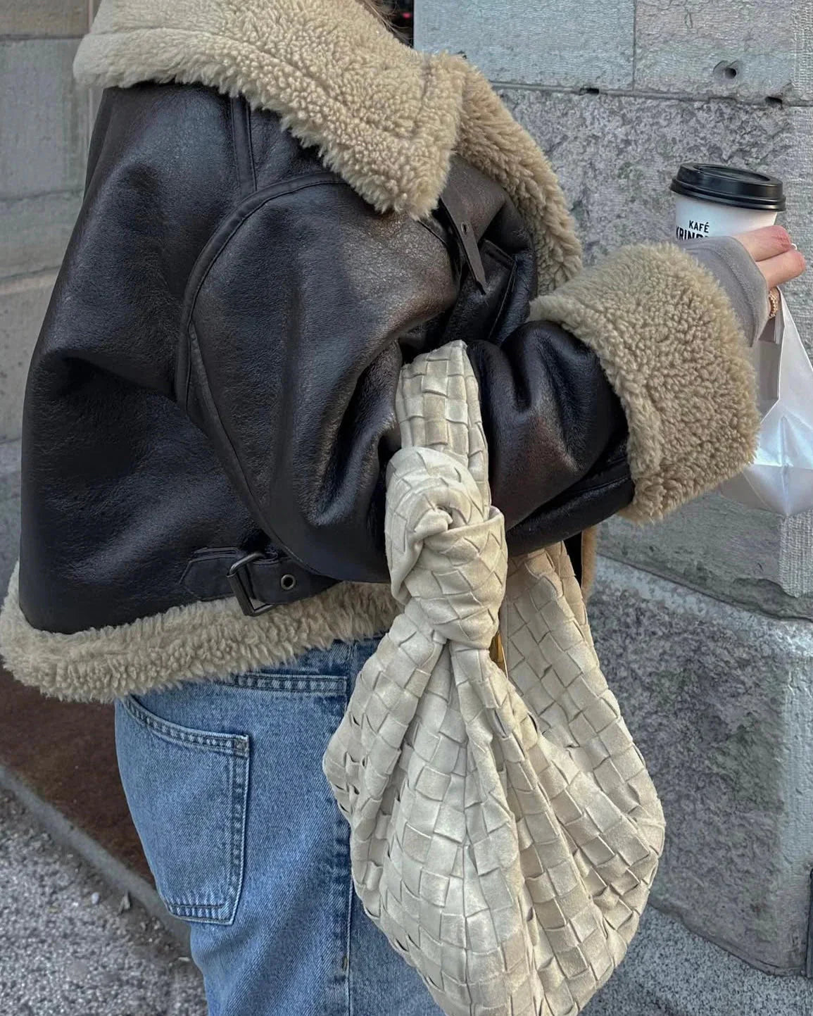 Aviator Faux Leather Jacket