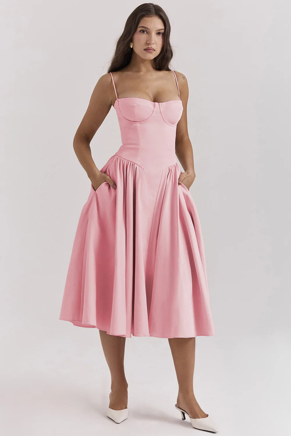 Sleeveless Structured Midi Summer Dress