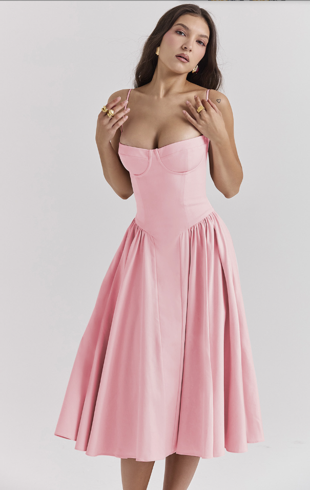 Sleeveless Structured Midi Summer Dress