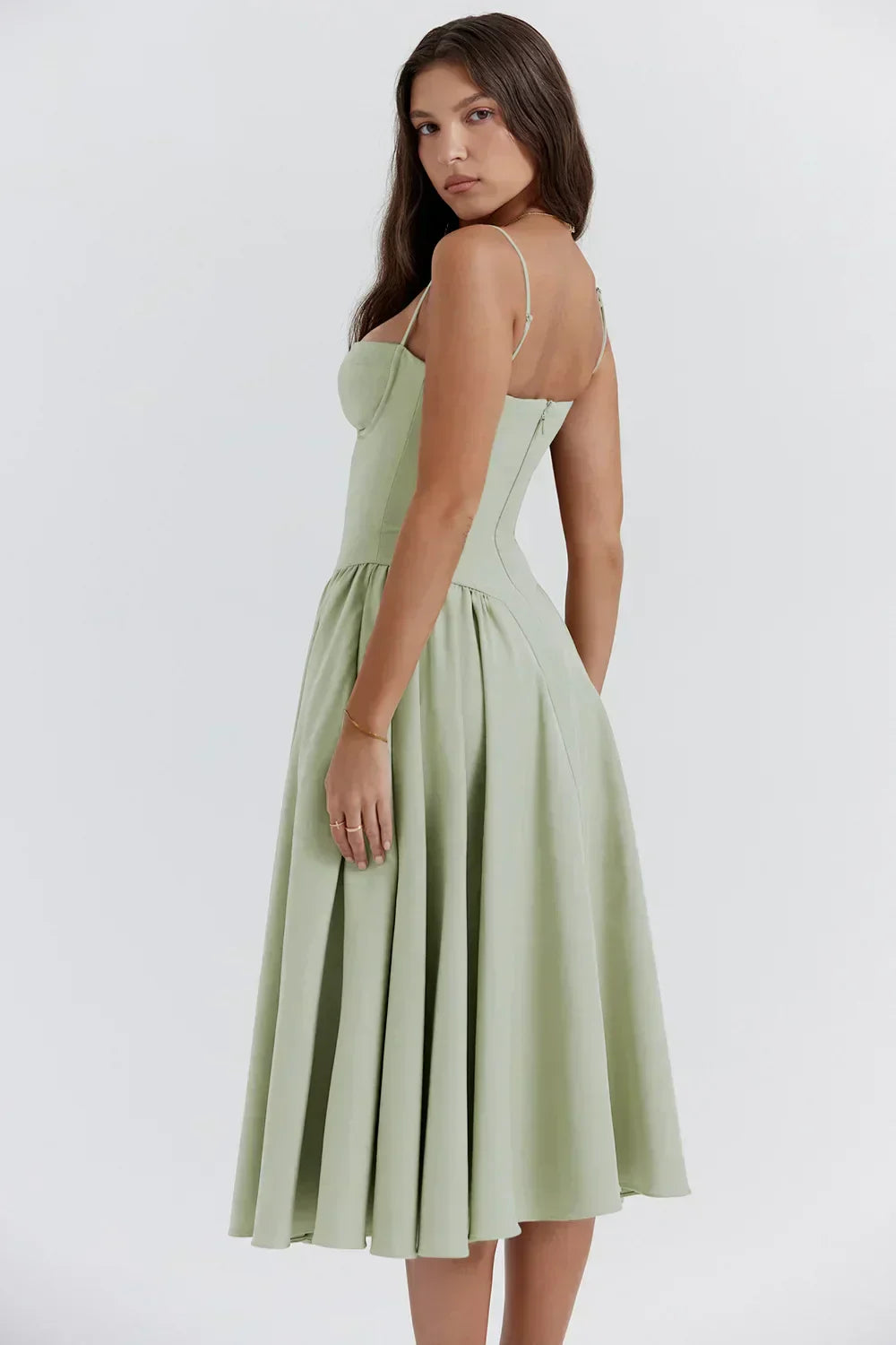 Sleeveless Structured Midi Summer Dress