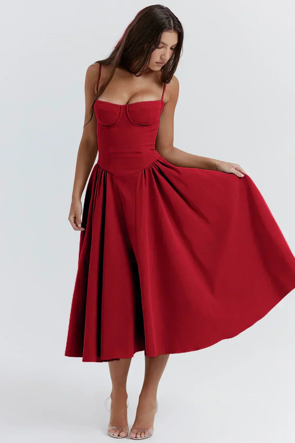 Sleeveless Structured Midi Summer Dress