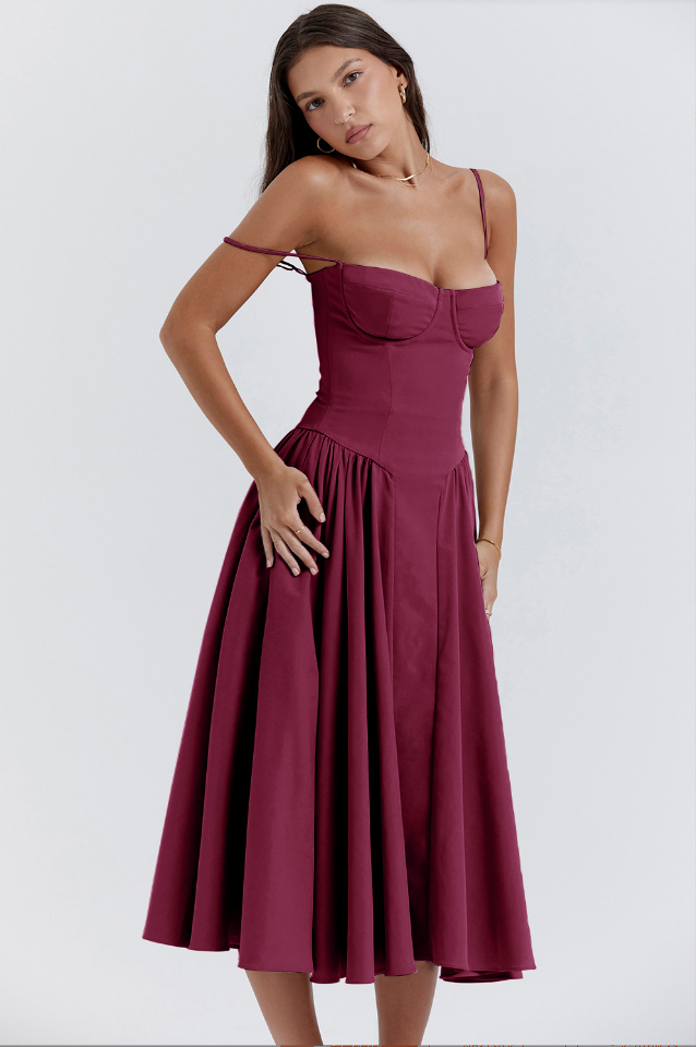 Sleeveless Structured Midi Summer Dress