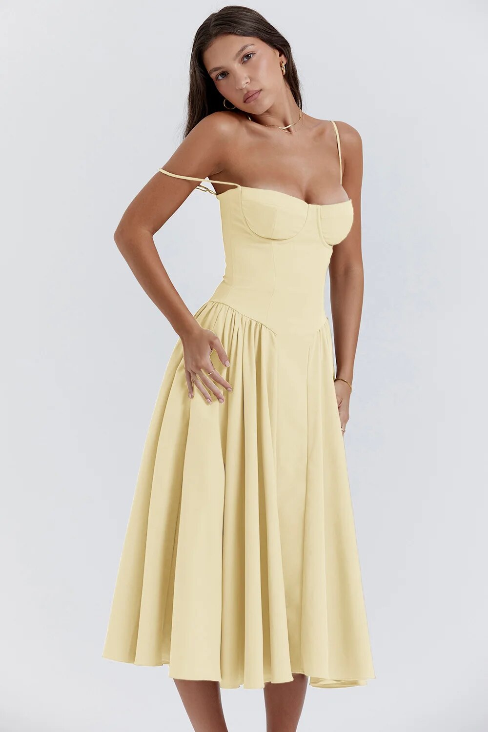 Sleeveless Structured Midi Summer Dress