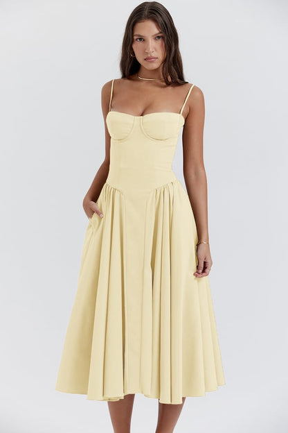 Sleeveless Structured Midi Summer Dress