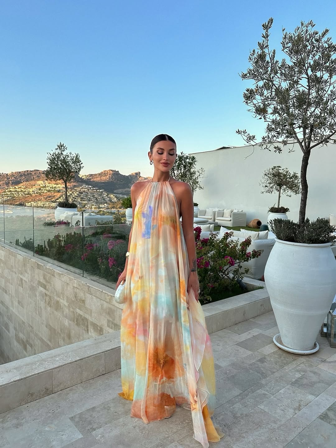 Printed Halter Maxi Summer Wedding Guest Dress