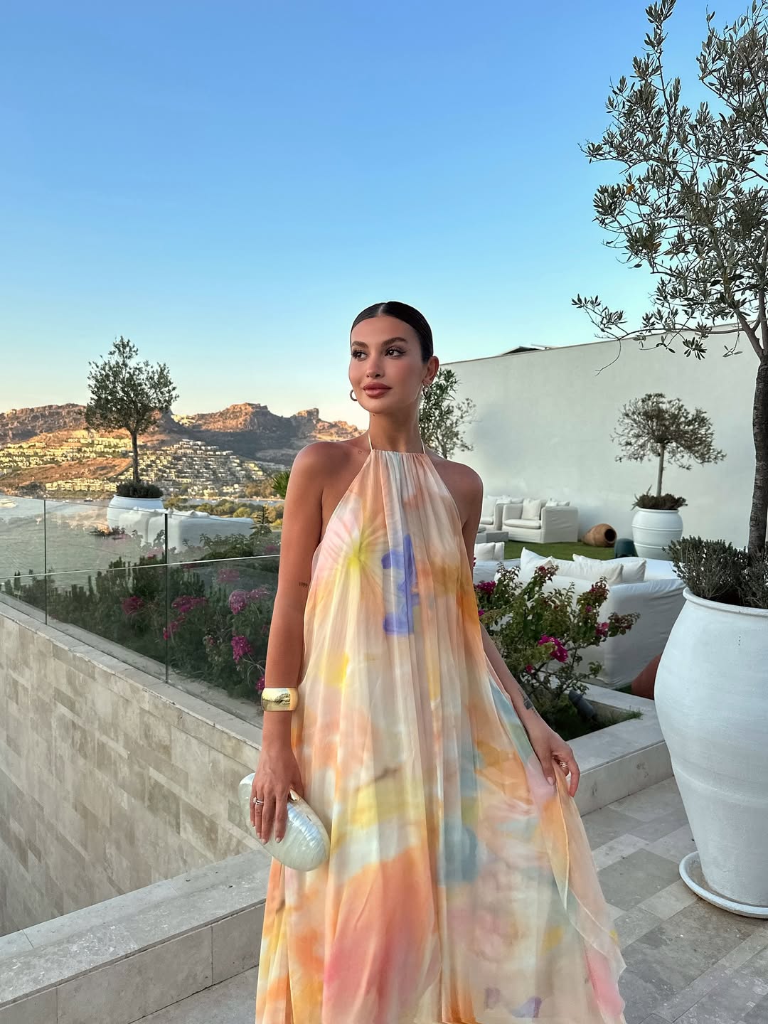 Printed Halter Maxi Summer Wedding Guest Dress