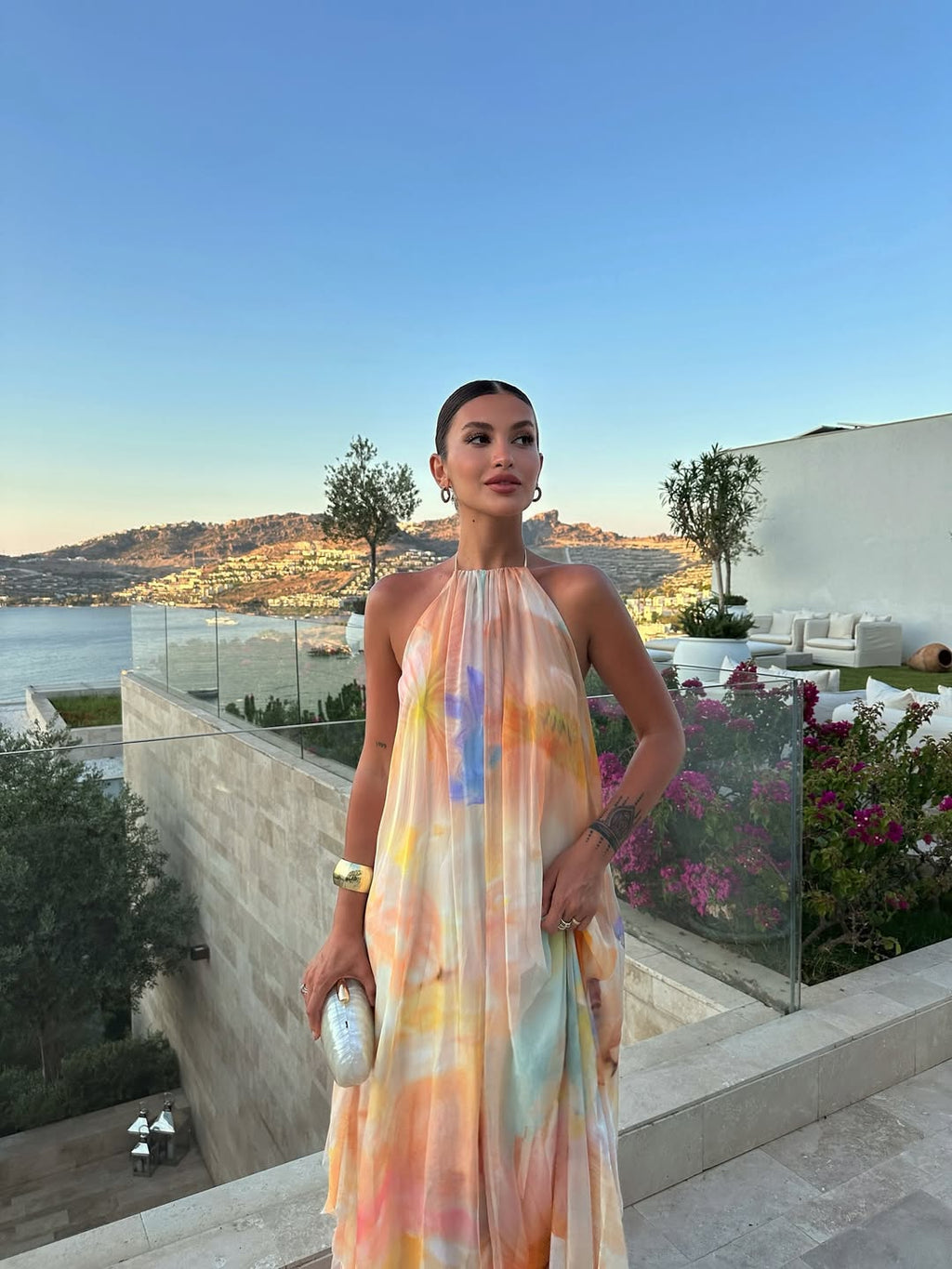 Printed Halter Maxi Summer Wedding Guest Dress