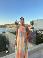 Printed Halter Maxi Summer Wedding Guest Dress