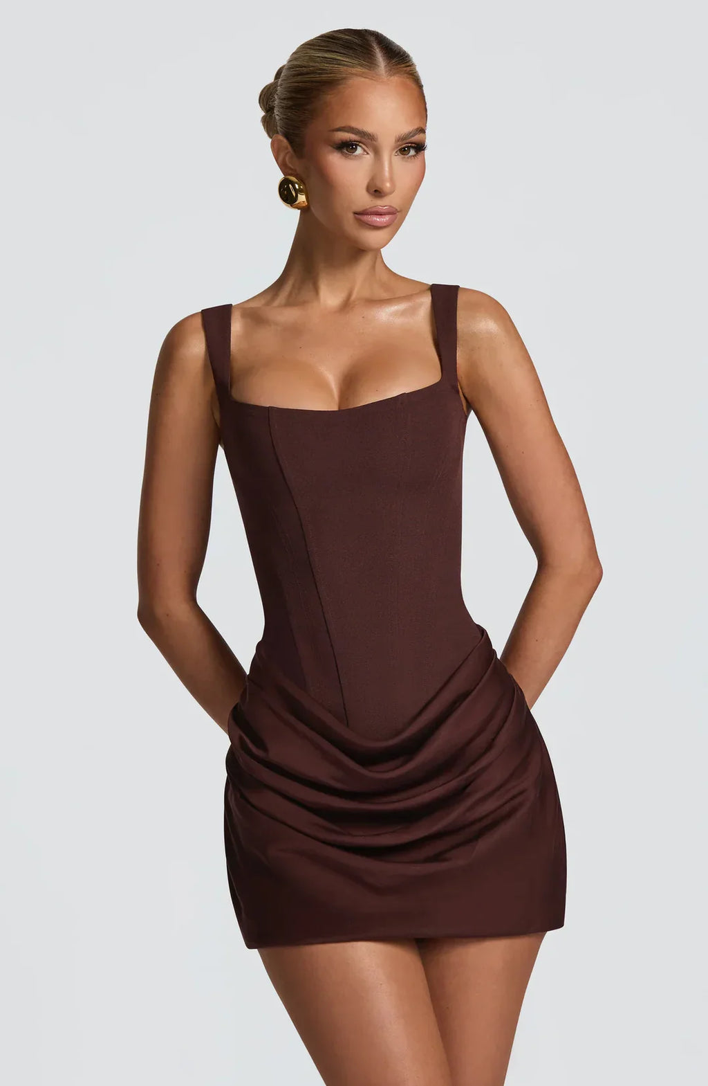 Sleeveless Draped Corset Mini Dress