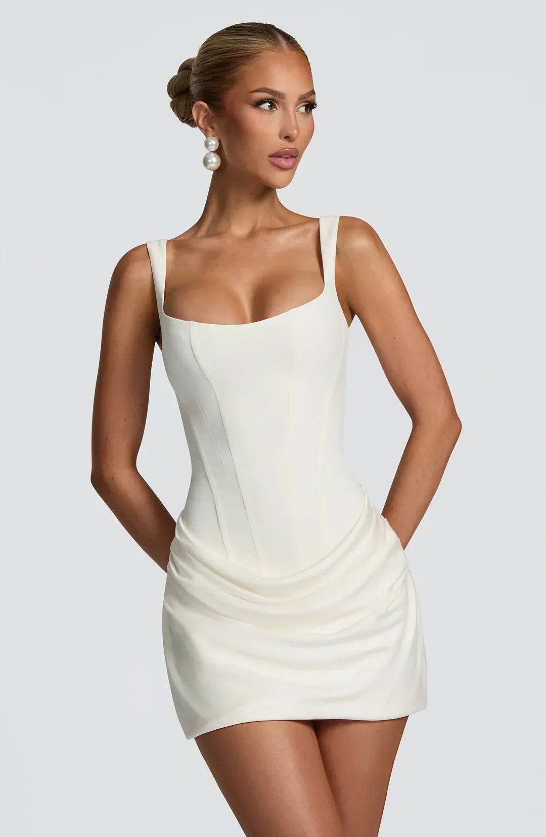 Sleeveless Draped Corset Mini Dress