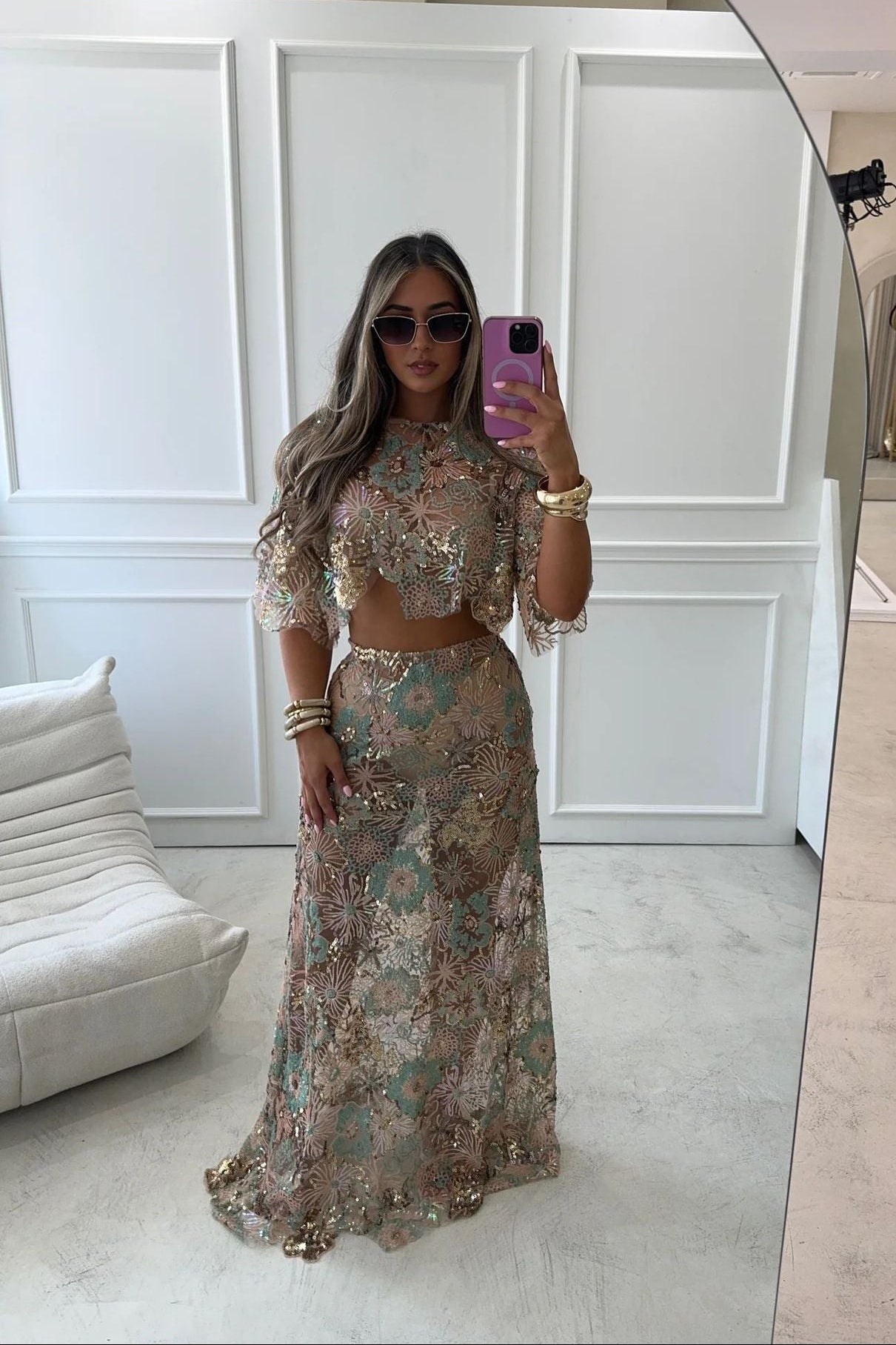 Embroidery Sequin Summer Party Two-Piece Set