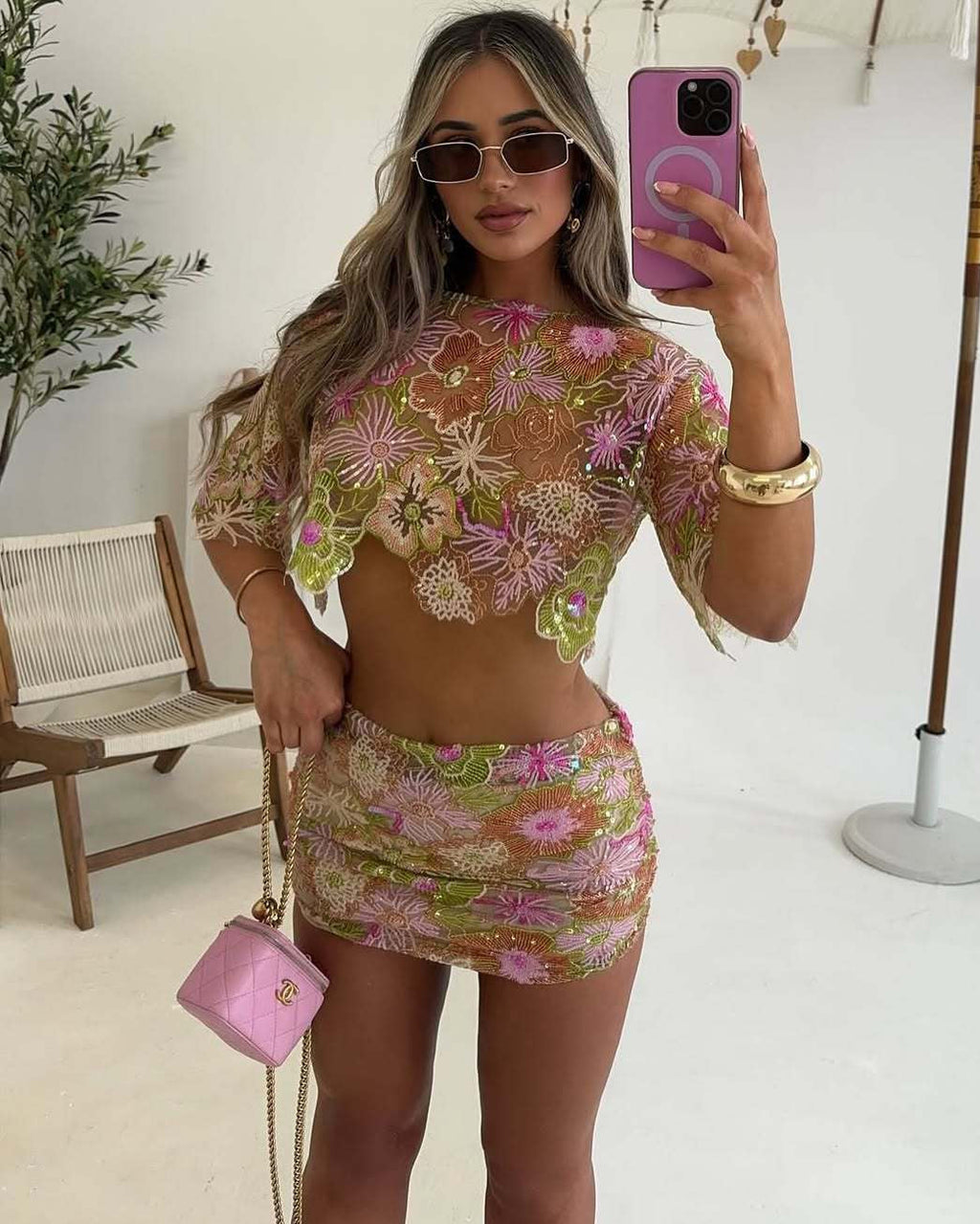 Embroidery Sequin Summer Party Two-Piece Set