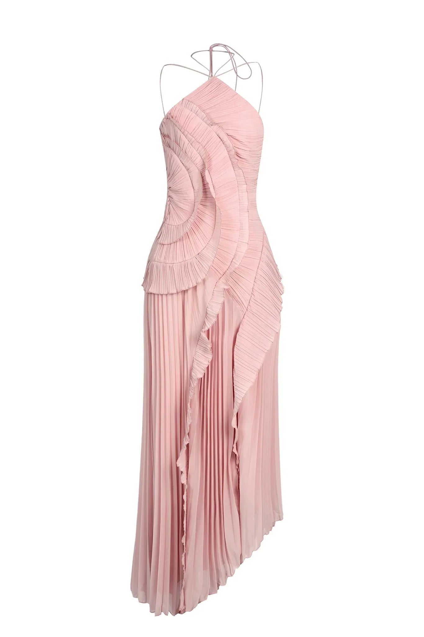 Pleated Ruffled Maxi Wedding Guest Dress