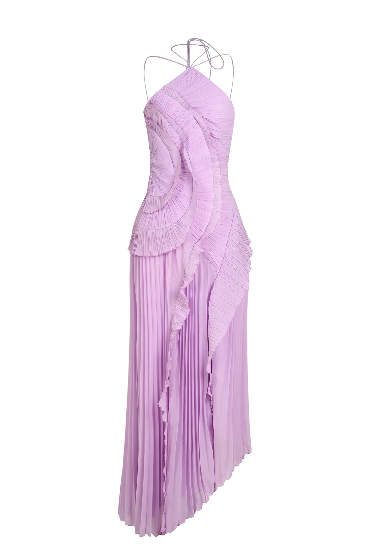 Pleated Ruffled Maxi Wedding Guest Dress