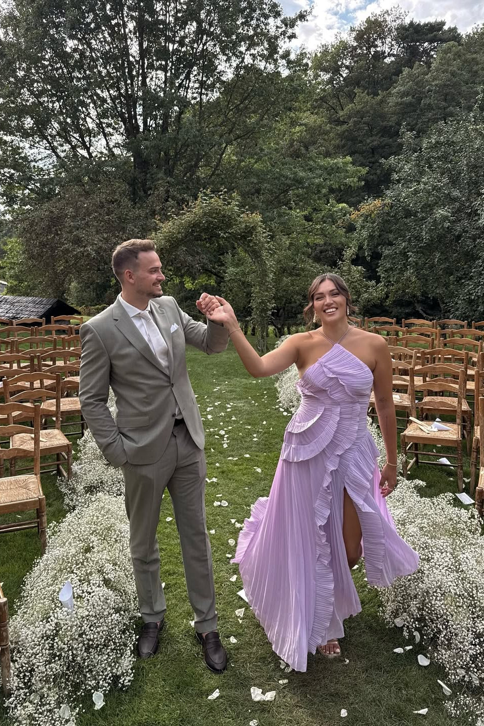 Pleated Ruffled Maxi Wedding Guest Dress