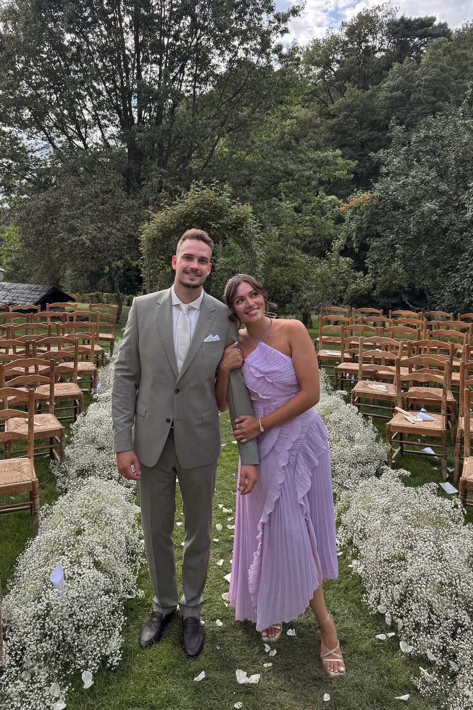Pleated Ruffled Maxi Wedding Guest Dress
