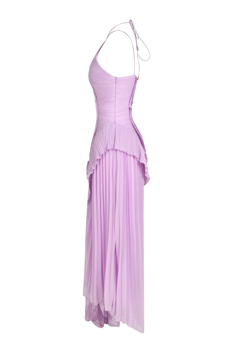 Pleated Ruffled Maxi Wedding Guest Dress