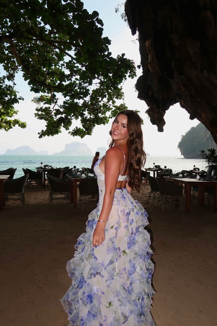Sleeveless Ruffle Maxi Wedding Guest Dress
