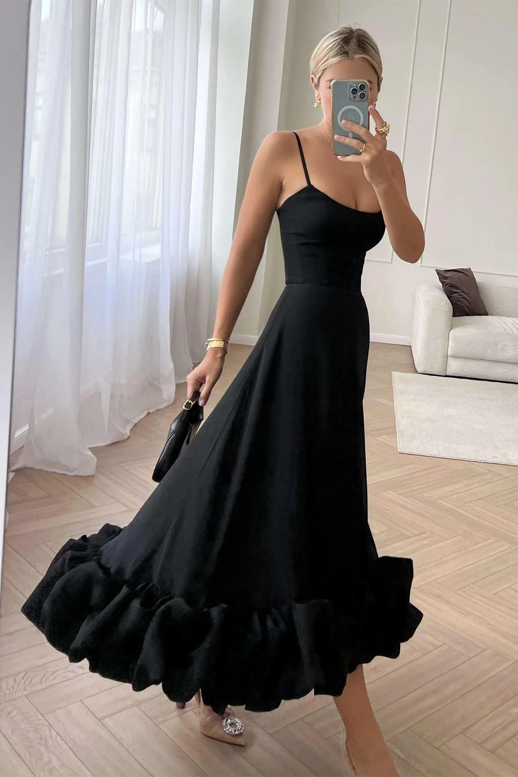 Sleeveless Twirl Midi Prom Dress