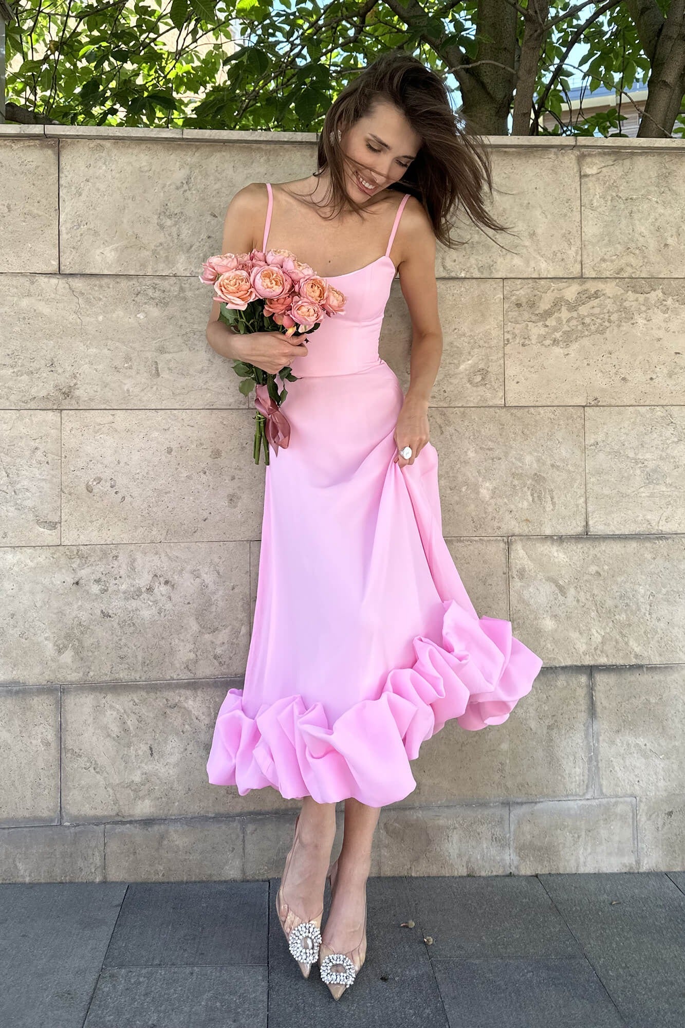 Sleeveless Twirl Midi Prom Dress