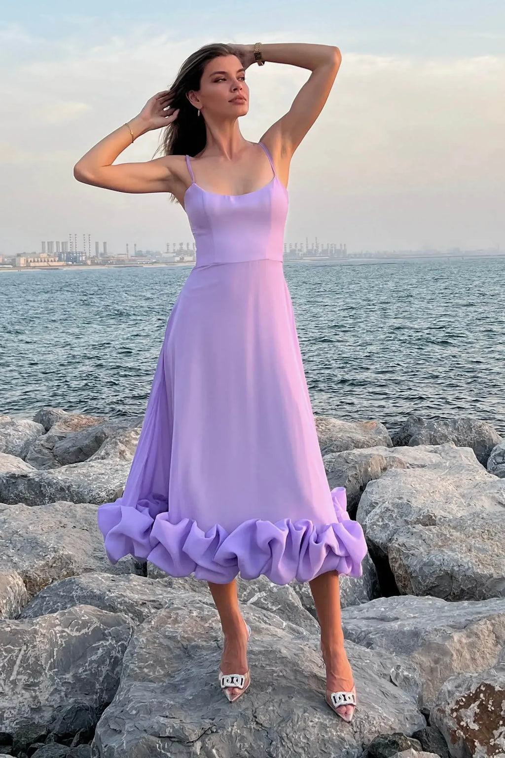 Sleeveless Twirl Midi Prom Dress