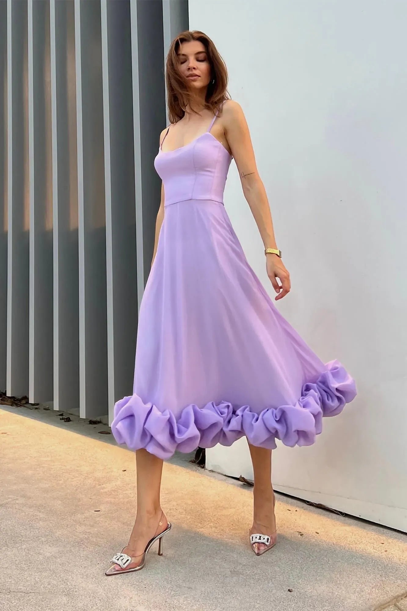 Sleeveless Twirl Midi Prom Dress
