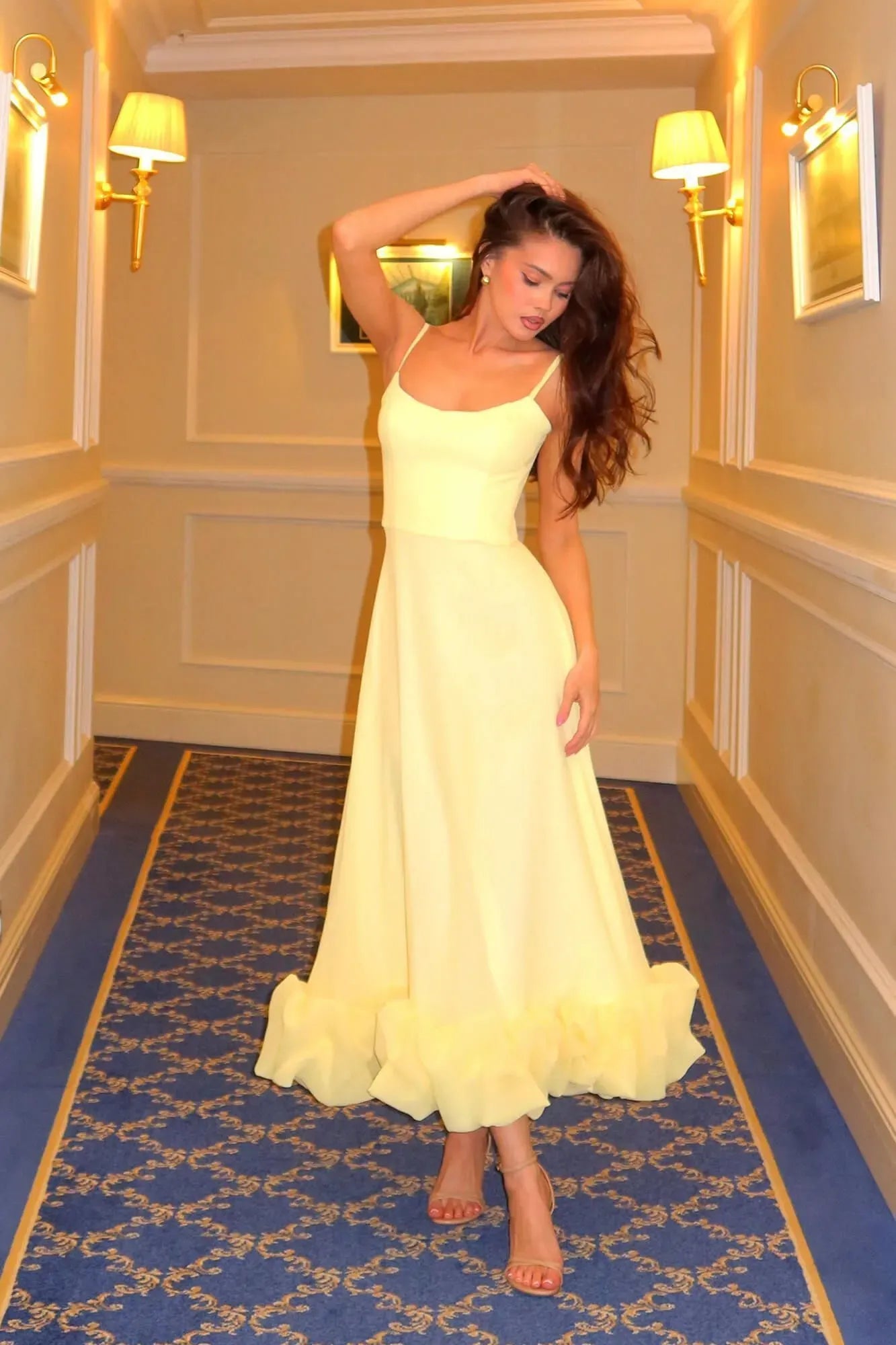 Sleeveless Twirl Midi Prom Dress