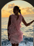 V-Neck Off-Shoulder Ruffled Mini Summer Dress