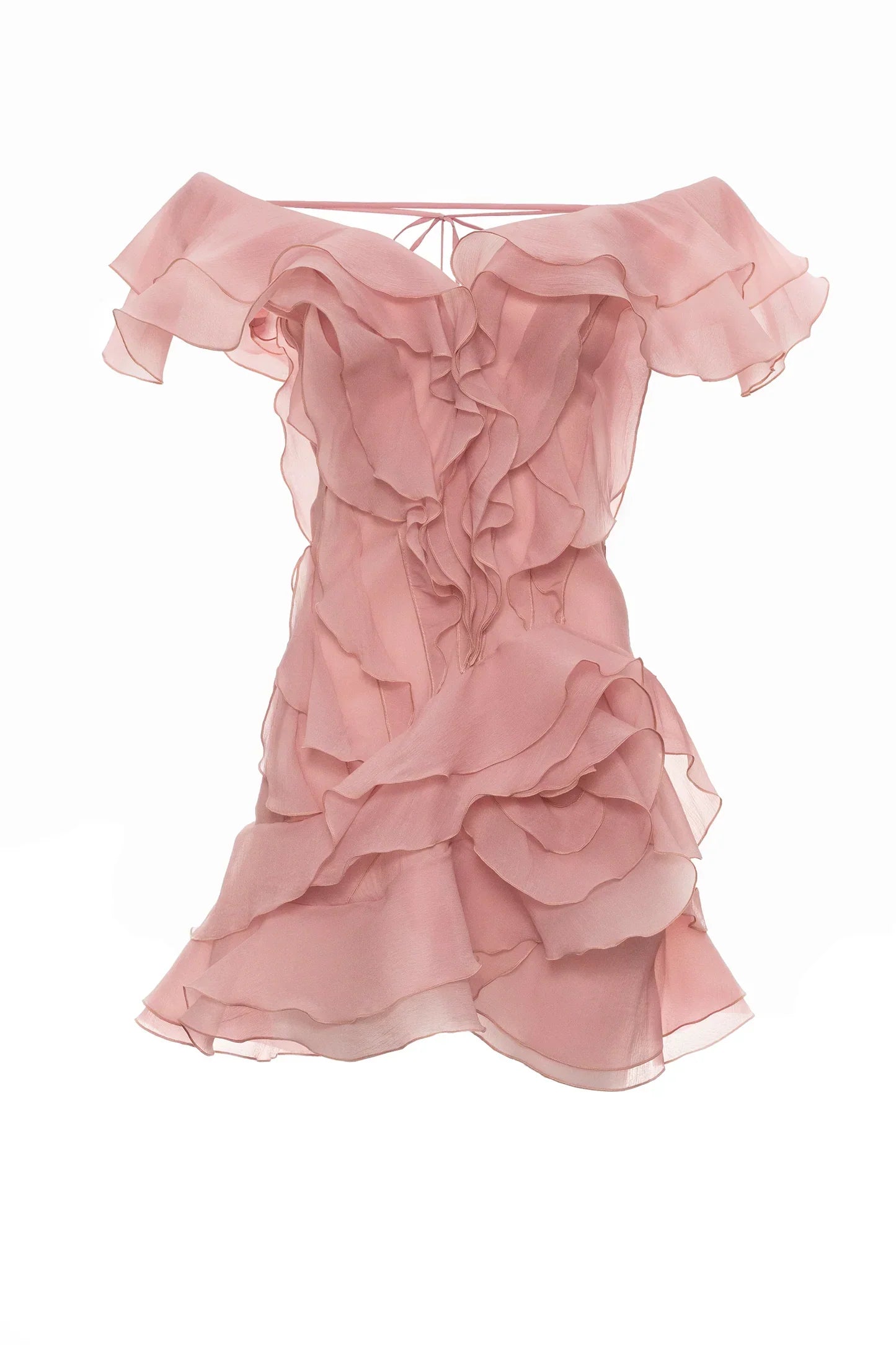 V-Neck Off-Shoulder Ruffled Mini Summer Dress