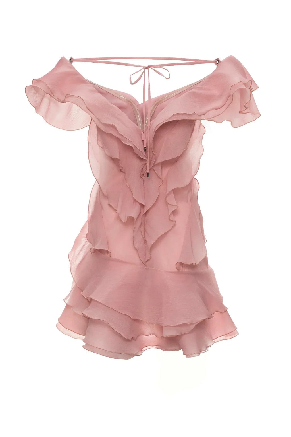 V-Neck Off-Shoulder Ruffled Mini Summer Dress