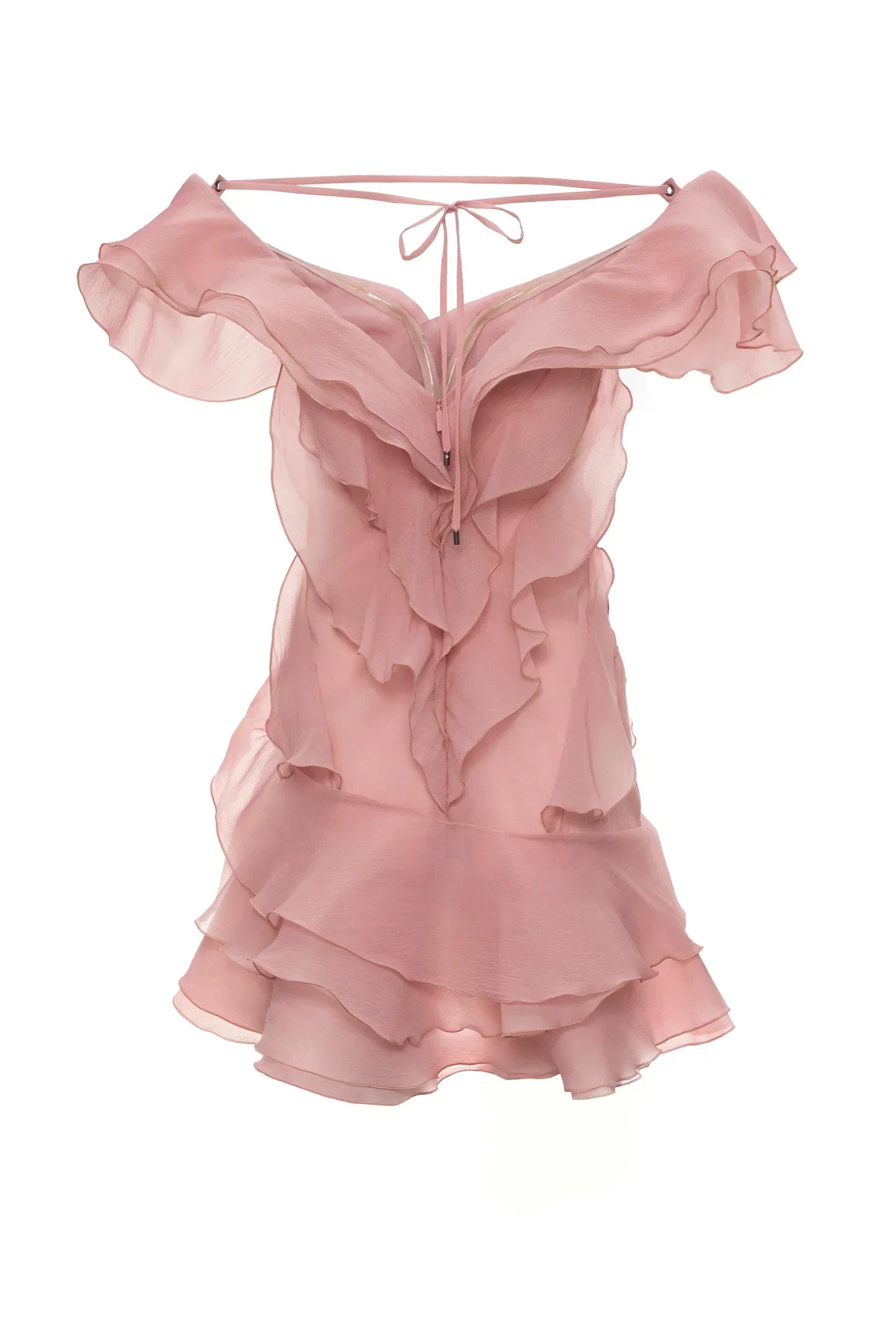 V-Neck Off-Shoulder Ruffled Mini Summer Dress