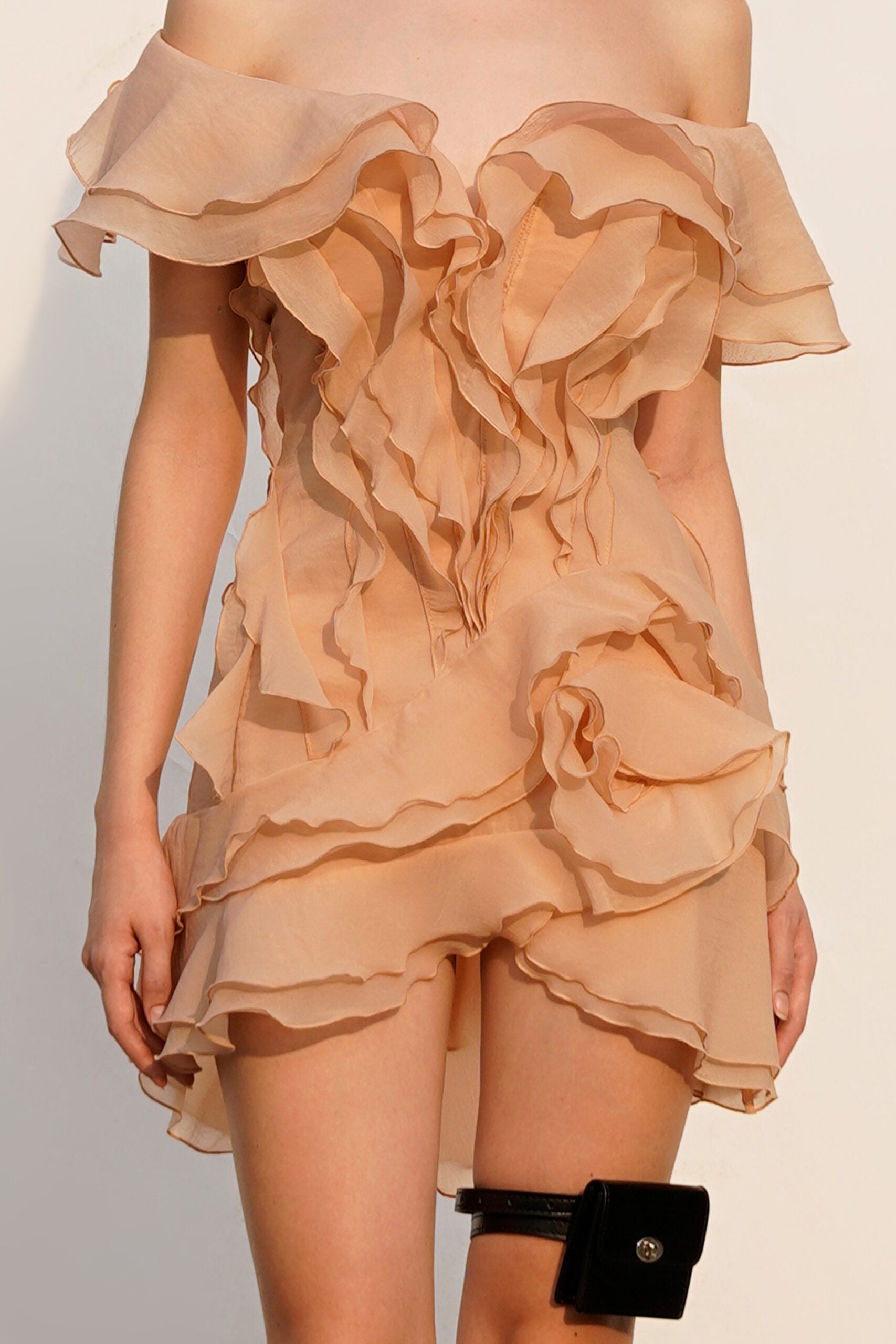 V-Neck Off-Shoulder Ruffled Mini Summer Dress