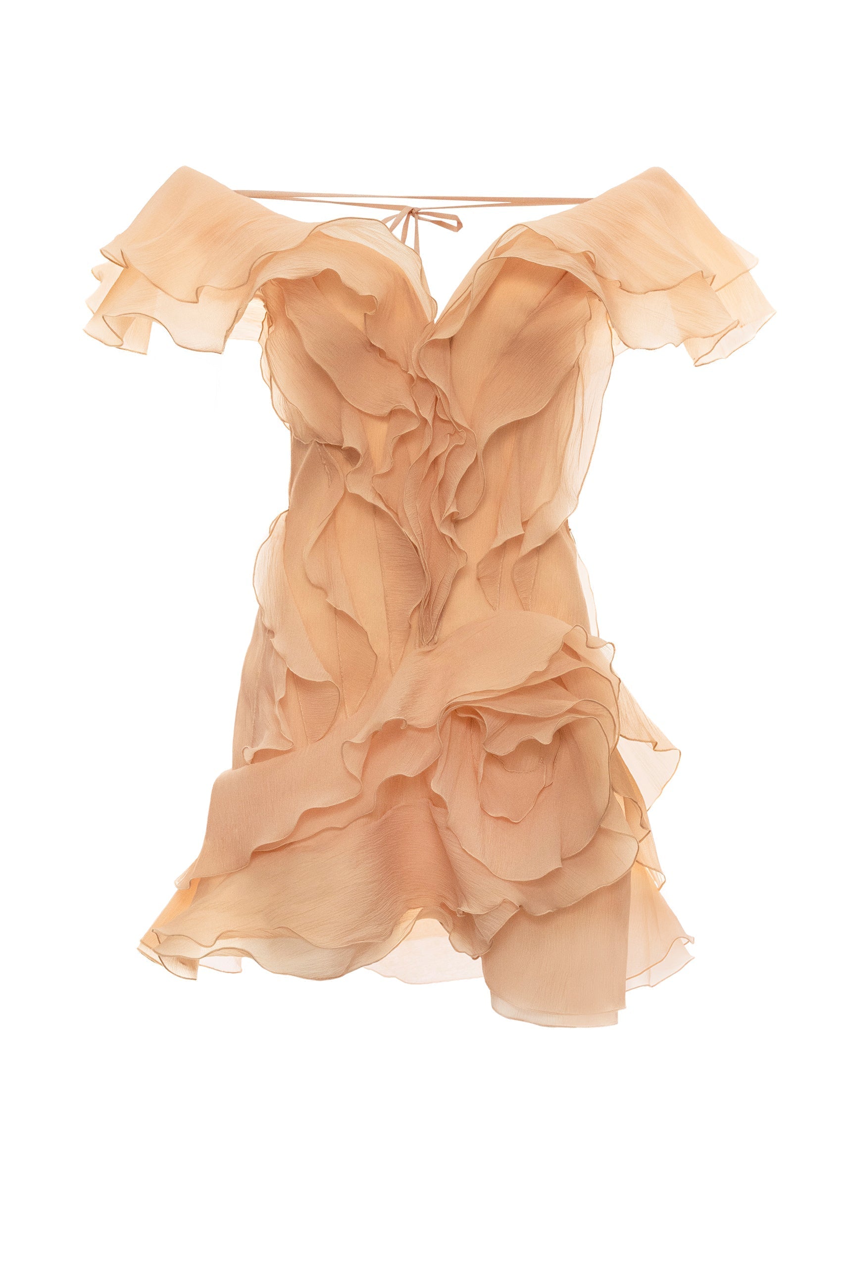 V-Neck Off-Shoulder Ruffled Mini Summer Dress