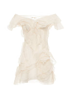 V-Neck Off-Shoulder Ruffled Mini Summer Dress