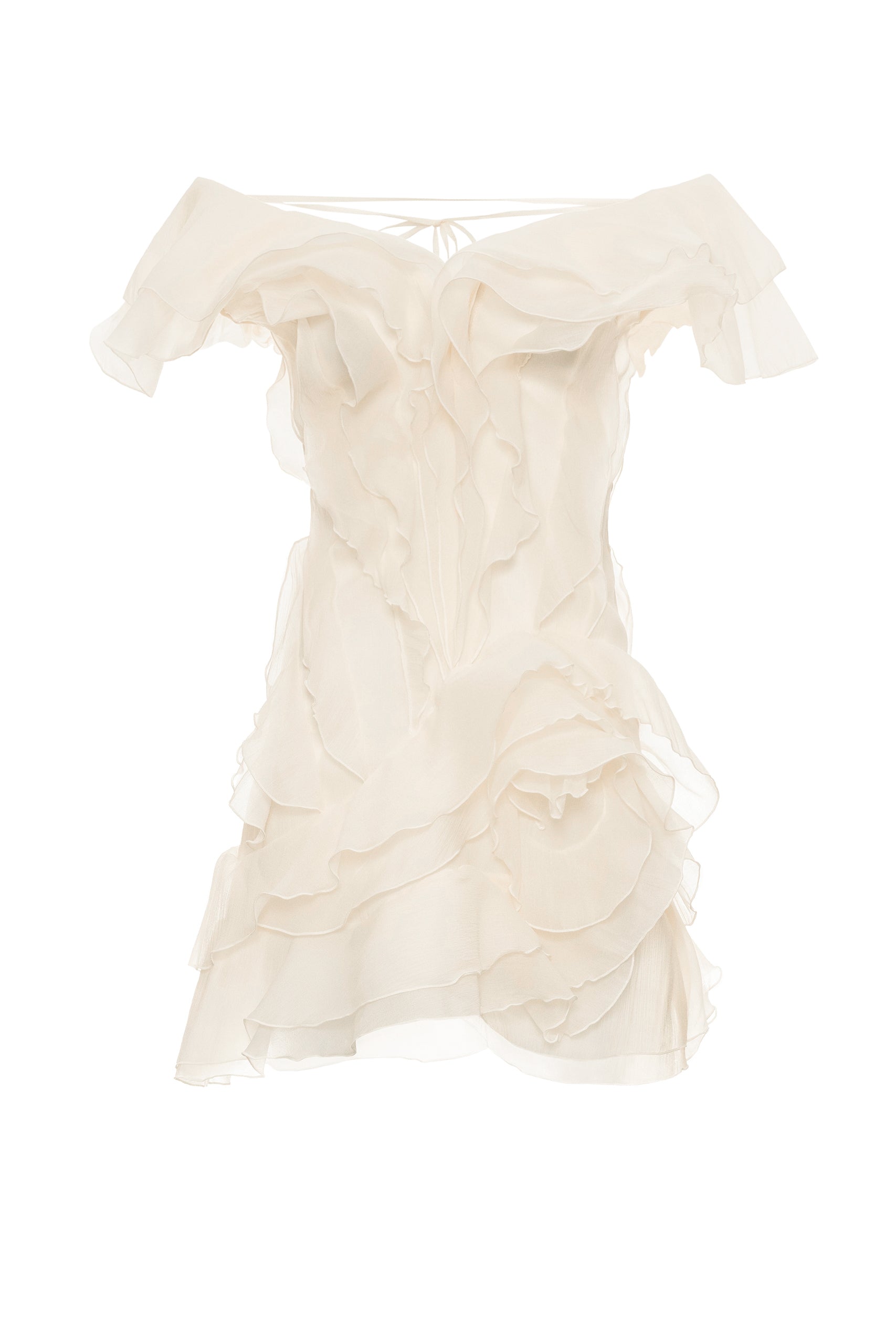 V-Neck Off-Shoulder Ruffled Mini Summer Dress