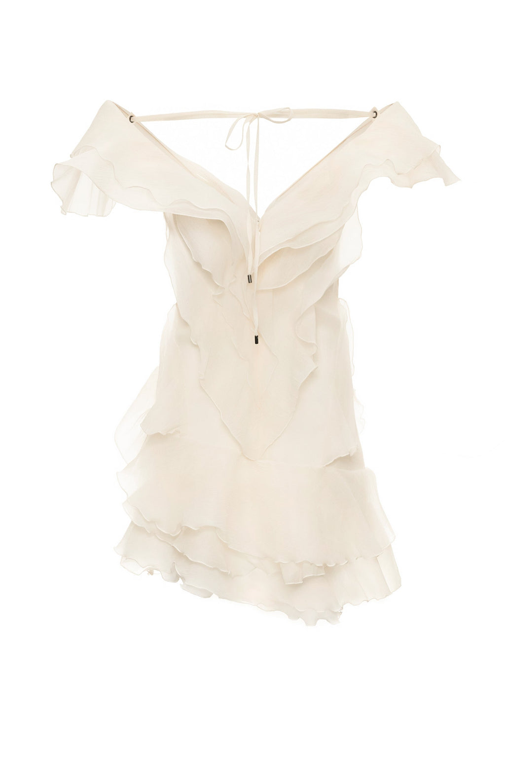 V-Neck Off-Shoulder Ruffled Mini Summer Dress