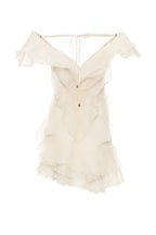 V-Neck Off-Shoulder Ruffled Mini Summer Dress