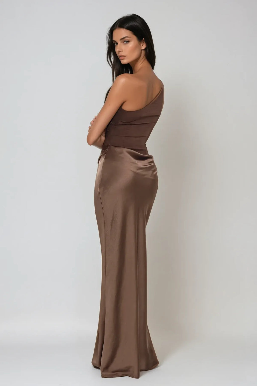 Elegant One Shoulder Maxi Wedding Guest Dress