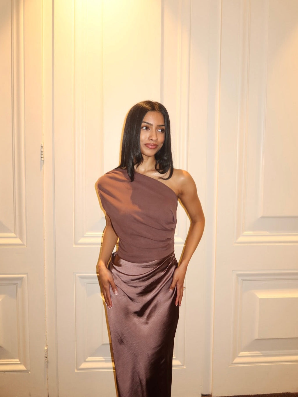 Elegant One Shoulder Maxi Wedding Guest Dress
