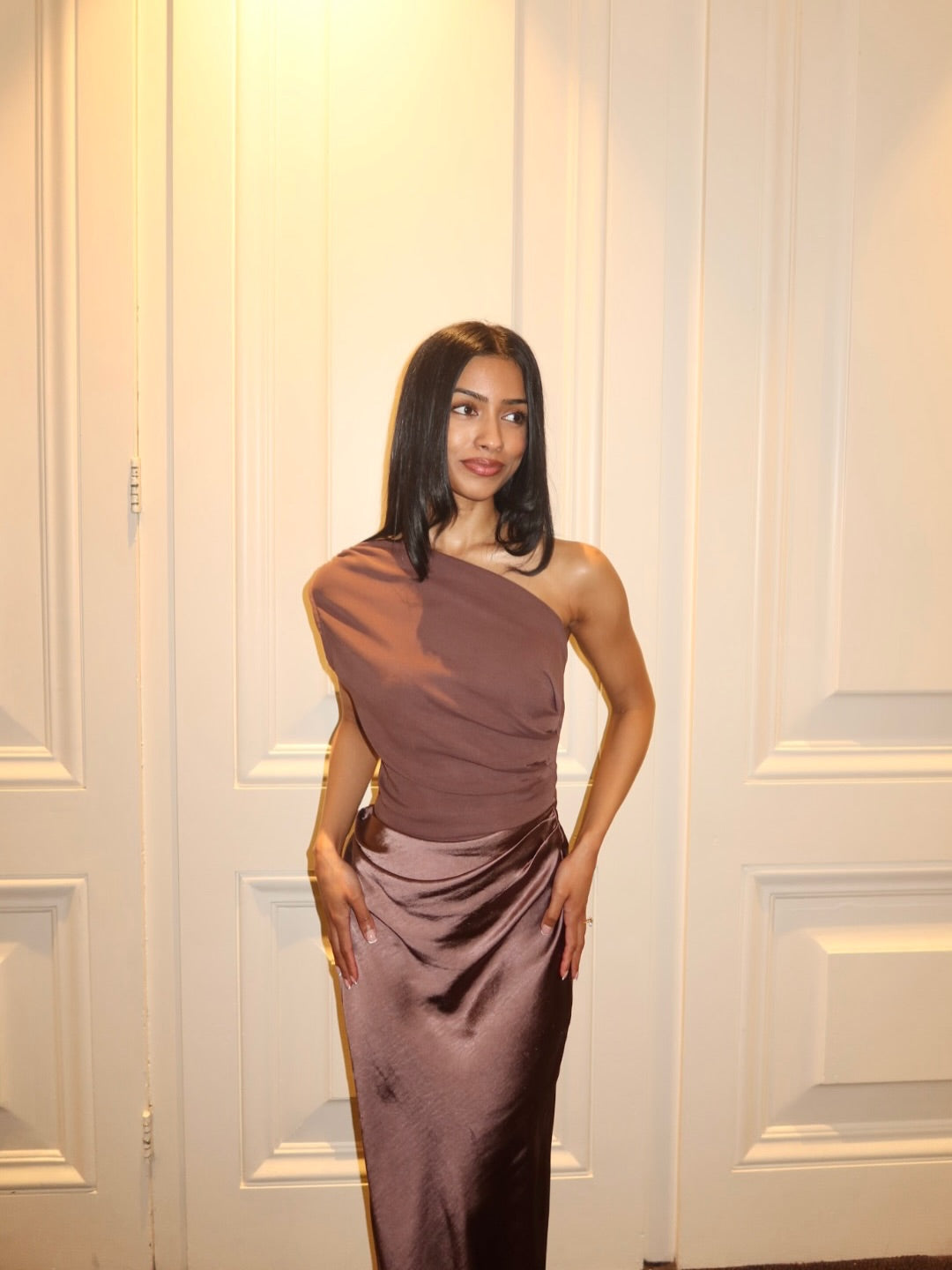 Elegant One Shoulder Maxi Wedding Guest Dress